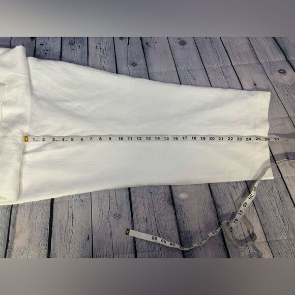Talbots Classic White Linen Lined Coastal Beach Party Straight Leg Pants 16 - Picture 10 of 11